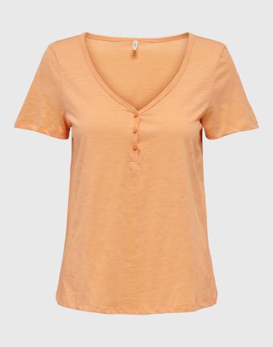 ONLY ONLBONE S/S PLACKET TOP JRS 15293794-Orange Chiffon Orange