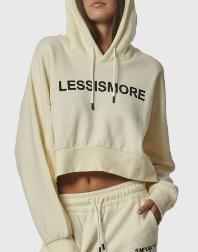 BODY ACTION WOMEN''S OVERSIZED CROPPED HOODIE 061329-01-Antique White OffWhite