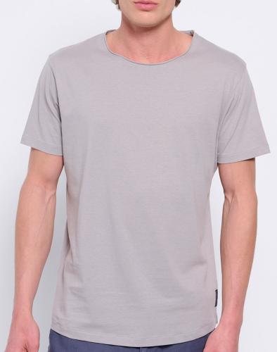 FUNKY BUDDHA Loose fit t-shirt με raw cut λαιμόκοψη FBM007-018-04-ZINC Gray