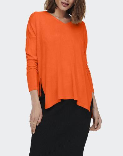 ONLY ΤΟΠ ONLAMALIA V-NECK 15219642-Exotic Orange Orange