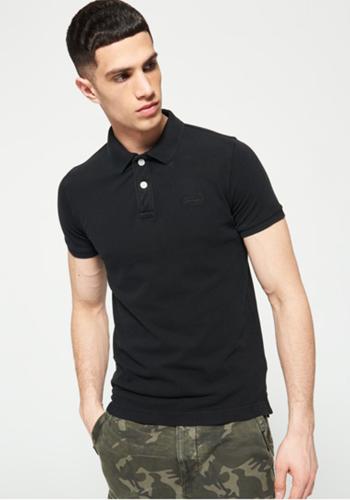 Superdry Polo Μπλούζα της σειράς Destroy - M1110252A 06A Vintage Black