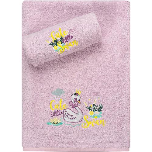 Παιδικές Πετσέτες Σετ Beauty Home 5405 Swan Lilac 2τεμ.