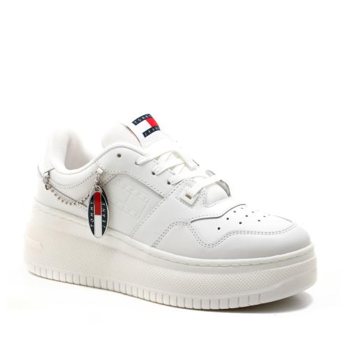 Γυναικεία Δερμάτινα Retro Basket Sneakers Λευκά Tommy Jeans EN0EN02421-YBL