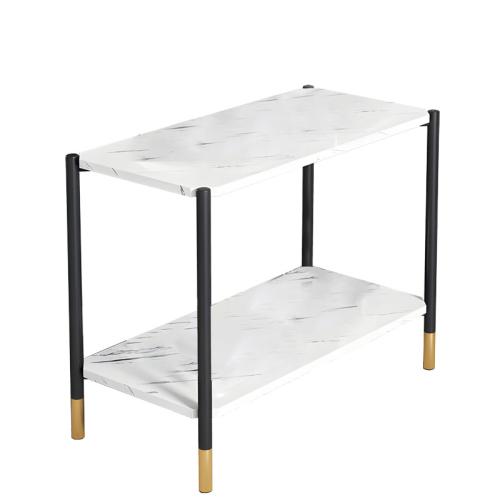Τραπέζι σαλονιού Mara MDF λευκό μαρμάρου-μαύρο 80x40x55cm Υλικό: 15mm MDF top  16 mm round tube 072-000065