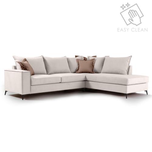 Γωνιακός καναπές αριστερή γωνία Romantic ύφασμα cream-mocha 290x235x95εκ Υλικό: FABRIC 168-000029