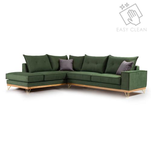 Γωνιακός καναπές δεξιά γωνία Luxury II ύφασμα κυπαρισσί-ανθρακί 290x235x95εκ Υλικό: FABRIC 168-000002