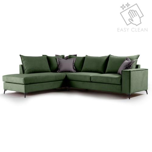 Γωνιακός καναπές δεξιά γωνία Romantic ύφασμα κυπαρισσί-ανθρακί 290x235x95εκ Υλικό: FABRIC 168-000034