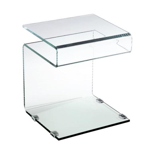 GLASSER Τραπεζάκι Βοηθητικό Διάφανο Γυαλί 12mm  42x38x48cm [-Clear-] [-Bent Glass - Γυαλί-] ΕΜ735