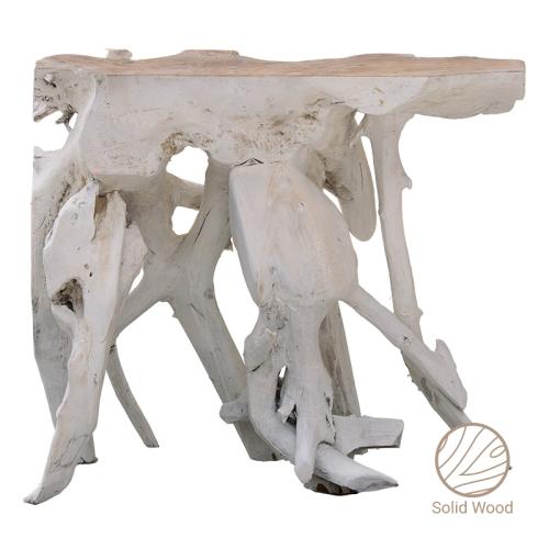 Κονσόλα Zamir χειροποίητη μασίφ ξύλο λευκό-φυσικό 80x38x70εκ Υλικό: WOOD 238-000007