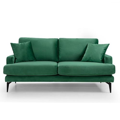 Καναπές 2θέσιος Fortune βελούδο πράσινο-μαύρο 175x90x88εκ Υλικό: FABRIC - METAL - WOOD 071-001182