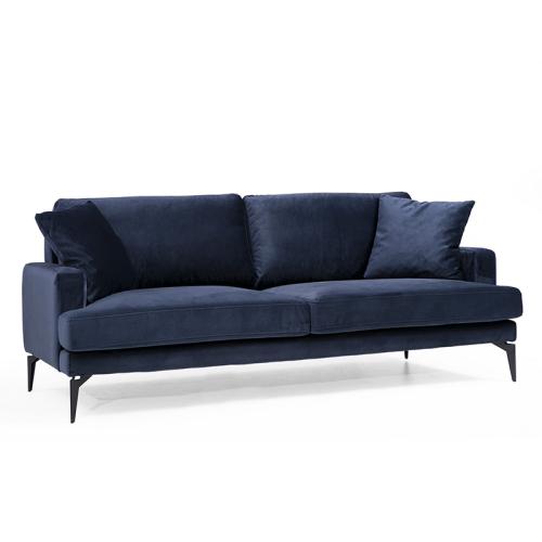 Καναπές 3θέσιος Fortune βελούδο μπλε-μαύρο 205x88x90εκ Υλικό: FABRIC - METAL - WOOD 071-001127