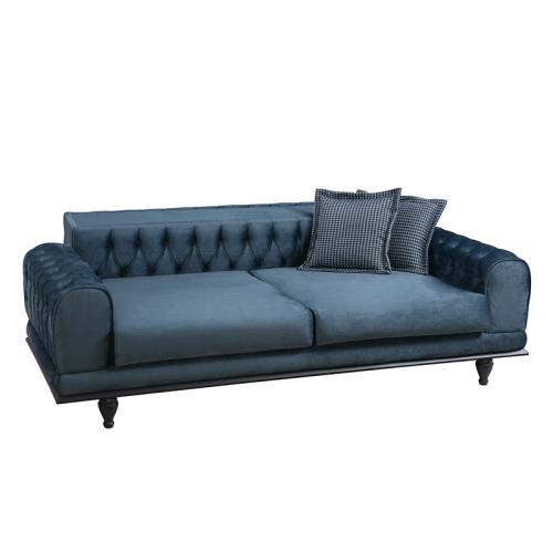 Καναπές 3θέσιος κρεβάτι PWF-0514 βελούδο μπλε-μαύρο 220x90x80εκ Υλικό: FABRIC - WOOD 071-001144