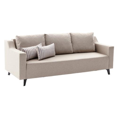 Καναπές-κρεβάτι PWF-0592 3θέσιος ύφασμα κρεμ 230x90x74εκ Υλικό: Fabric: 100%  POLYESTER - BEEICH WOOD - CHPBOARD - PP 071-001311