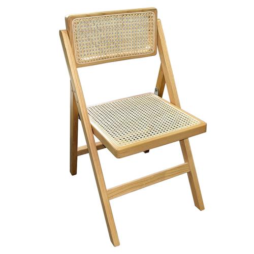 Καρέκλα Yoko πτυσσόμενη μπεζ pvc rattan-φυσικό πόδι Υλικό: Elm wood cane back cane seat 167-000014