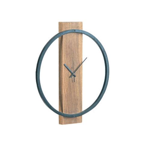 CLOCK-1 Ρολόι Τοίχου Μέταλλο Βαφή Μαύρο, Ξύλο Ακακία Φυσικό  Φ45 x 4cm [-Φυσικό/Μαύρο-] [-Μέταλλο/Ξύλο-] ΕΑ7021