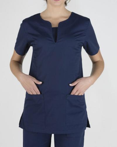 Γυναικεία Μεσάτη Ιατρική Μπλούζα με Κοντό Μανίκι Scrub σε 5 Αποχρώσεις X Small Μπλε Σκούρο