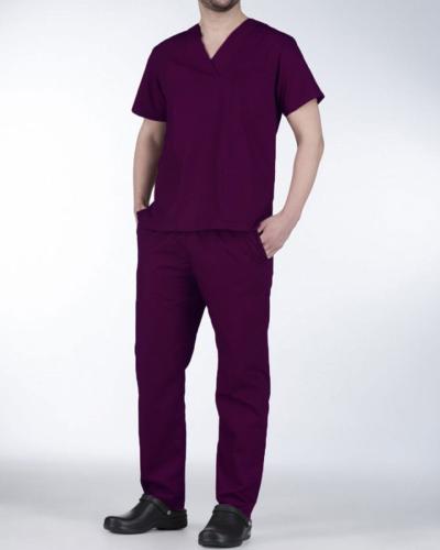 Unisex Ιατρικό Κοστούμι με Κοντό Μανίκι Scrub σε 7 Αποχρώσεις Small Μωβ