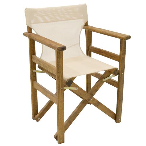 Καρέκλα-πολυθρόνα σκηνοθέτη Retto μασίφ ξύλο οξιάς καρυδί- πανί εκρού Υλικό: Solid wood beech 237-000016