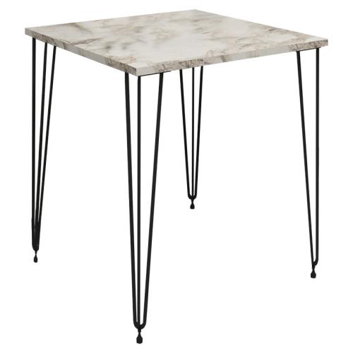 Τραπέζι Bruce λευκό μαρμάρου-μαύρο 60x60x74εκ Υλικό: 18 mm Particle Board. and Metal Legs 197-000085