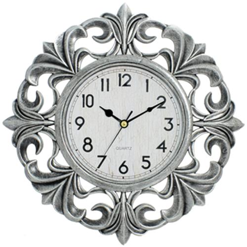 Ρολόι Τοίχου Ασημί Πλαστικό Φ40.6cm