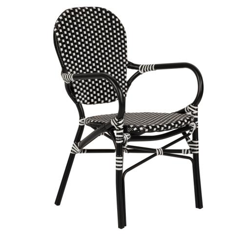 Καρέκλα Κήπου BOALI Μαύρο/Λευκό Αλουμίνιο/Rattan 57x58x85cm
