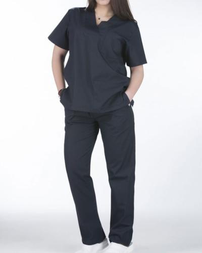 Unisex Ιατρικό Κοστούμι με Κοντό Μανίκι Scrub σε 7 Αποχρώσεις Medium Μπλε