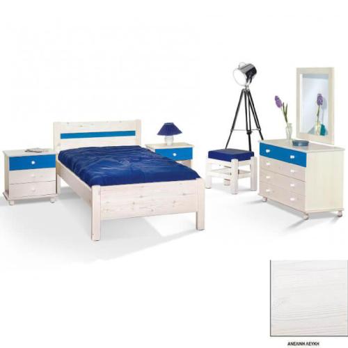 Νο 6 Σουηδικό Κρεβάτι Ξύλινο (Για Στρώμα 150×200) Με Επιλογές Χρωμάτων Ανελίνη Λευκή