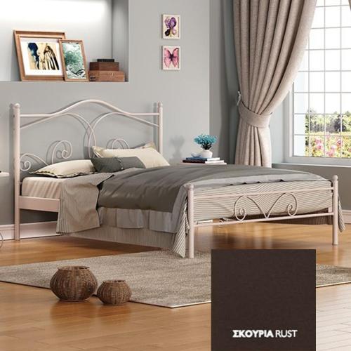 Ονειρικό Μεταλλικό Κρεβάτι (Για Στρώμα 120×190) Με Επιλογές Χρωμάτων Σκουριά