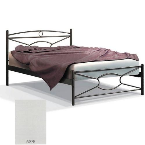 Κρίκος Μεταλλικό Κρεβάτι 8215 (Για Στρώμα 90×200) Με Επιλογές Χρωμάτων Ασημί