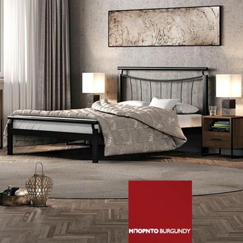 Χάρις Μεταλλικό Κρεβάτι (Για Στρώμα 150×200) Με Επιλογές Χρωμάτων Μπορντό