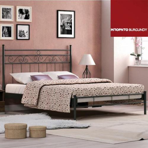 Εντός Μεταλλικό Κρεβάτι (Για Στρώμα 160×200) Με Επιλογές Χρωμάτων Μπορντό