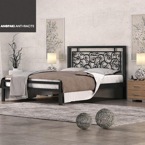 Μιράντα Μεταλλικό Κρεβάτι (Για Στρώμα 150×200) Με Επιλογές Χρωμάτων Ανθρακί