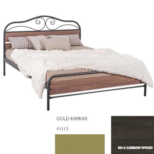 Μιρέλλα Κρεβάτι Μεταλλικό Με Επένδυση Μοριοσανίδας (Για Στρώμα 150×190) Με Επιλογές Χρωμάτων Carbon Wood,Gold Karkar 41113