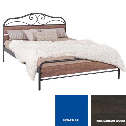 Μιρέλλα Κρεβάτι Μεταλλικό Με Επένδυση Μοριοσανίδας (Για Στρώμα 150×190) Με Επιλογές Χρωμάτων Carbon Wood,Μπλέ
