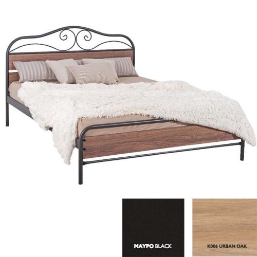 Μιρέλλα Κρεβάτι Μεταλλικό Με Επένδυση Μοριοσανίδας (Για Στρώμα 150×190) Με Επιλογές Χρωμάτων Urban Oak,Μαύρο