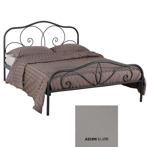 Ραλλία Μεταλλικό Κρεβάτι (Για Στρώμα 150×200) Με Επιλογές Χρωμάτων Ασημί