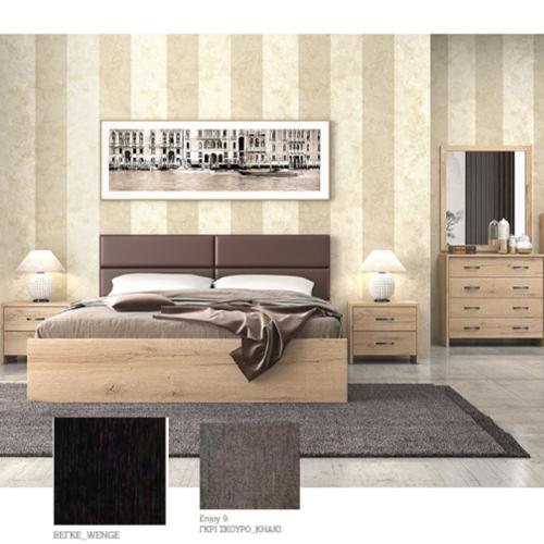 Νο 6 Κρεβάτι (Για Στρώμα 160×190) Με Επιλογές Χρωμάτων Γκρί Σκούρο Khaki-Dark Grey Enjoy 9,Βέγγε-Wenge