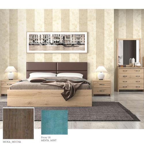Νο 6 Κρεβάτι (Για Στρώμα 160×190) Με Επιλογές Χρωμάτων Μέντα-Mint Enjoy 18,Μόκα-Moccha
