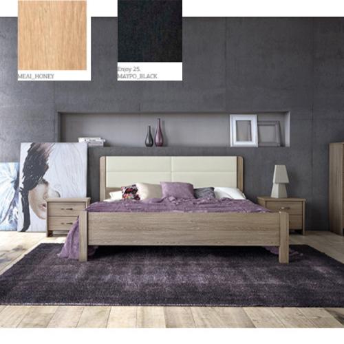 Νο 45 Δ Κρεβάτι (Για Στρώμα 160×200) Με Επιλογές Χρωμάτων Μαύρο-Black Enjoy 25,Μελί-Meli