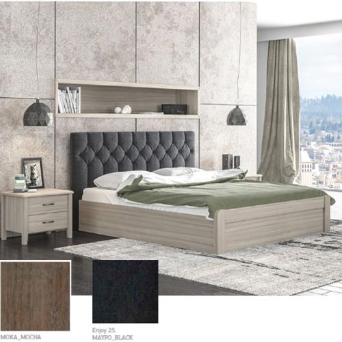 Νο 56 Κρεβάτι (Για Στρώμα 160×190) Με Επιλογές Χρωμάτων Μαύρο-Black Enjoy 25,Μόκα-Moccha