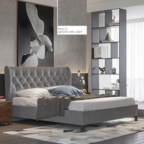 Νο 86 Κρεβάτι (Για Στρώμα 150×190) Με Επιλογές Χρωμάτων Ανοιχτό Γκρί-Grey Enjoy 21