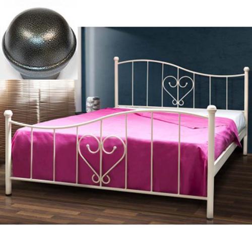 Καρδιά Μεταλλικό Κρεβάτι (Για Στρώμα 130×190) Με Επιλογές Χρωμάτων - Γκρι