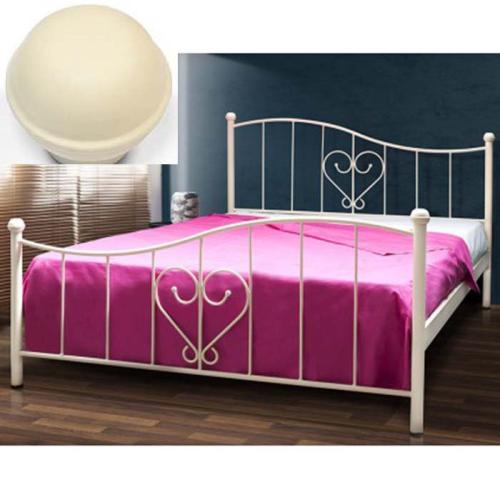 Καρδιά Μεταλλικό Κρεβάτι (Για Στρώμα 130×200) Με Επιλογές Χρωμάτων - Εκρού