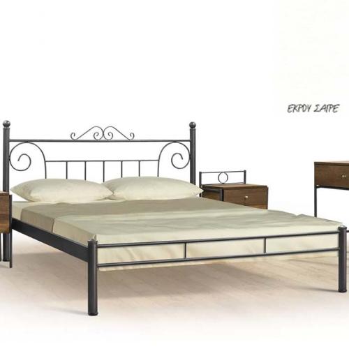 Μεταλλικό Κρεβάτι 8207 (Για Στρώμα 150×190) Με Επιλογές Χρωμάτων - Εκρού Σαγρέ