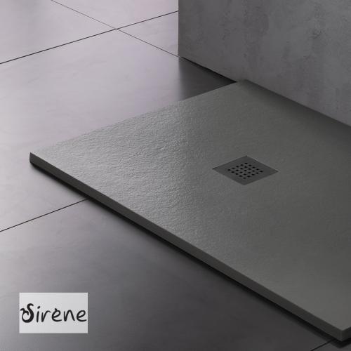 Sirene Slate Ντουζιέρα Ορθογώνια Τεχνητής Πέτρας (160x80 εκ) - Beton Matt