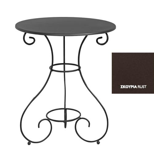 Τραπέζι Παραδοσιακό Σαντορίνης Φ 60x72 Με Επιλογές Χρωμάτων Σκουριά