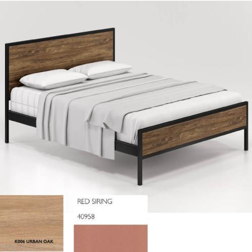 Absolute Κρεβάτι Μεταλλικό Με Επένδυση Μοριοσανίδας (Για Στρώμα 120×200) Με Επιλογές Χρωμάτων Urban Oak,Red Siring 40958