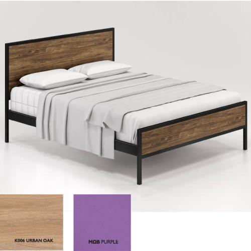 Absolute Κρεβάτι Μεταλλικό Με Επένδυση Μοριοσανίδας (Για Στρώμα 150×190) Με Επιλογές Χρωμάτων Urban Oak,Μώβ