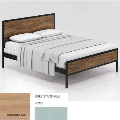 Absolute Κρεβάτι Μεταλλικό Με Επένδυση Μοριοσανίδας (Για Στρώμα 150×190) Με Επιλογές Χρωμάτων Urban Oak,Red Siring 40958