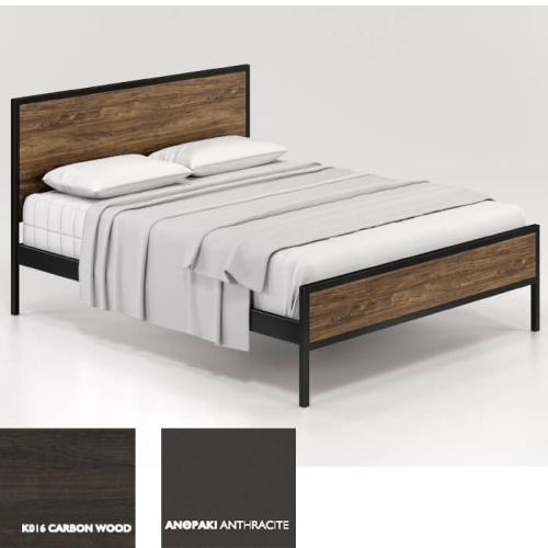 Absolute Κρεβάτι Μεταλλικό Με Επένδυση Μοριοσανίδας (Για Στρώμα 150×200) Με Επιλογές Χρωμάτων Carbon Wood,Ανθρακί